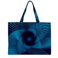 Cerulean Blue Pinwheel Floral Design Zipper Mini Tote Bag by SpinnyChairDesigns