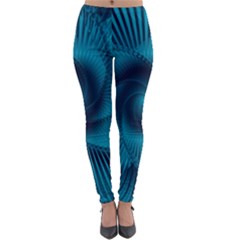 Cerulean Blue Pinwheel Floral Design Lightweight Velour Leggings by SpinnyChairDesigns