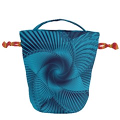 Cerulean Blue Pinwheel Floral Design Drawstring Bucket Bag by SpinnyChairDesigns