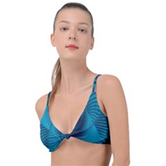 Cerulean Blue Pinwheel Floral Design Knot Up Bikini Top