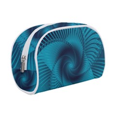 Cerulean Blue Pinwheel Floral Design Makeup Case (small) by SpinnyChairDesigns