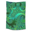 Green Floral Fern Swirls and Spirals Large Tapestry View1