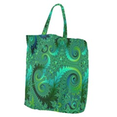 Green Floral Fern Swirls And Spirals Giant Grocery Tote by SpinnyChairDesigns