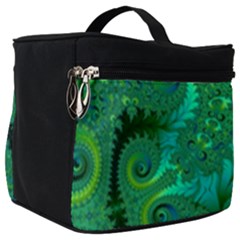 Green Floral Fern Swirls And Spirals Make Up Travel Bag (big) by SpinnyChairDesigns