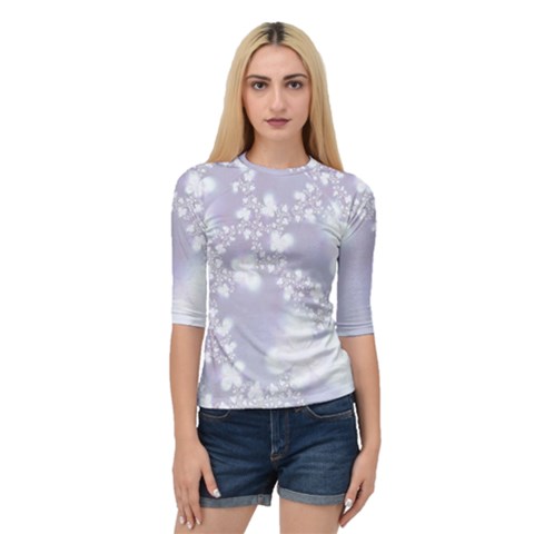 Pale Violet And White Floral Pattern Quarter Sleeve Raglan Tee by SpinnyChairDesigns