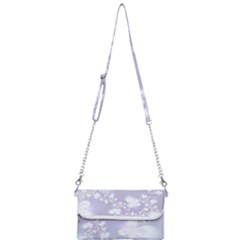 Pale Violet And White Floral Pattern Mini Crossbody Handbag by SpinnyChairDesigns