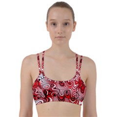 Black Red White Abstract Stripes Line Them Up Sports Bra by SpinnyChairDesigns