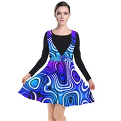 Blue Purple Abstract Stripes Plunge Pinafore Dress by SpinnyChairDesigns