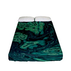 Dark Green Marbled Texture Fitted Sheet (full/ Double Size) by SpinnyChairDesigns