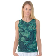 Dark Green Marbled Texture Women s Basketball Tank Top by SpinnyChairDesigns