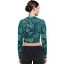 Dark Green Marbled Texture Long Sleeve Zip Up Bomber Jacket View2