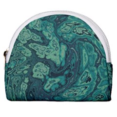 Dark Green Marbled Texture Horseshoe Style Canvas Pouch by SpinnyChairDesigns