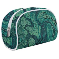 Dark Green Marbled Texture Makeup Case (medium) by SpinnyChairDesigns