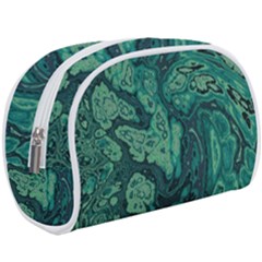 Dark Green Marbled Texture Makeup Case (large) by SpinnyChairDesigns