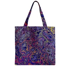 Colorful Marbled Paint Texture Zipper Grocery Tote Bag by SpinnyChairDesigns