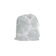Mint Cream And White Intricate Swirl Spiral Drawstring Pouch (small) by SpinnyChairDesigns