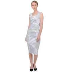 Mint Cream And White Intricate Swirl Spiral Sleeveless Pencil Dress by SpinnyChairDesigns