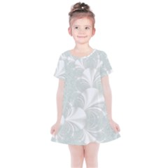 Mint Cream And White Intricate Swirl Spiral Kids  Simple Cotton Dress by SpinnyChairDesigns