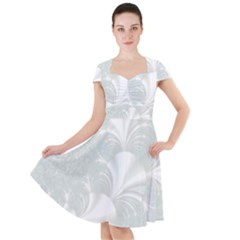 Mint Cream And White Intricate Swirl Spiral Cap Sleeve Midi Dress by SpinnyChairDesigns