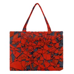 Red Grey Abstract Grunge Pattern Medium Tote Bag by SpinnyChairDesigns