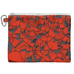 Red Grey Abstract Grunge Pattern Canvas Cosmetic Bag (xxl) by SpinnyChairDesigns