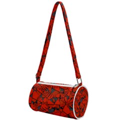 Red Grey Abstract Grunge Pattern Mini Cylinder Bag by SpinnyChairDesigns