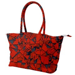 Red Grey Abstract Grunge Pattern Canvas Shoulder Bag by SpinnyChairDesigns