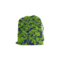 Green Blue Abstract Grunge Pattern Drawstring Pouch (small) by SpinnyChairDesigns