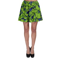 Green Blue Abstract Grunge Pattern Skater Skirt by SpinnyChairDesigns