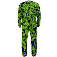 Green Blue Abstract Grunge Pattern Onepiece Jumpsuit (men)  by SpinnyChairDesigns