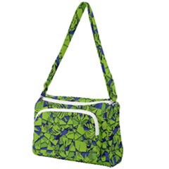 Green Blue Abstract Grunge Pattern Front Pocket Crossbody Bag by SpinnyChairDesigns