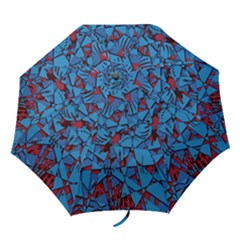 Red Blue Abstract Grunge Pattern Folding Umbrellas