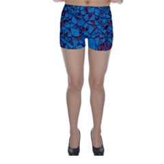 Red Blue Abstract Grunge Pattern Skinny Shorts by SpinnyChairDesigns