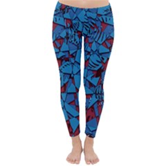 Red Blue Abstract Grunge Pattern Classic Winter Leggings