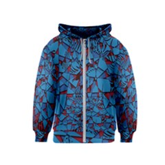 Red Blue Abstract Grunge Pattern Kids  Zipper Hoodie by SpinnyChairDesigns