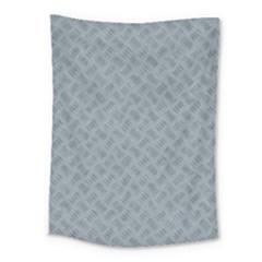 Grey Diamond Plate Metal Texture Medium Tapestry by SpinnyChairDesigns