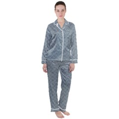 Grey Diamond Plate Metal Texture Satin Long Sleeve Pyjamas Set by SpinnyChairDesigns