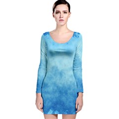 Abstract Sky Blue Texture Long Sleeve Velvet Bodycon Dress by SpinnyChairDesigns