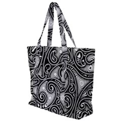 Abstract Paisley Black And White Zip Up Canvas Bag by SpinnyChairDesigns
