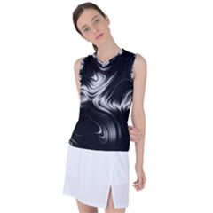 Black And White Abstract Swirls Women s Sleeveless Sports Top by SpinnyChairDesigns