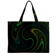Dark Green Swirls Zipper Mini Tote Bag
