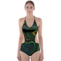 Dark Green Swirls Cut-Out One Piece Swimsuit View1