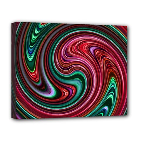 Red Green Swirls Deluxe Canvas 20  X 16  (stretched) by SpinnyChairDesigns