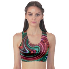 Red Green Swirls Sports Bra by SpinnyChairDesigns