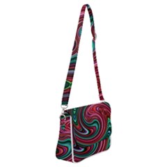 Red Green Swirls Shoulder Bag With Back Zipper by SpinnyChairDesigns