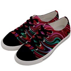 Red Green Swirls Men s Low Top Canvas Sneakers by SpinnyChairDesigns