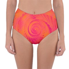 Pink And Orange Swirl Reversible High-waist Bikini Bottoms by SpinnyChairDesigns