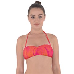 Pink And Orange Swirl Halter Bandeau Bikini Top by SpinnyChairDesigns