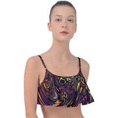 Abstract Tribal Swirl Frill Bikini Top