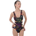 Abstract Tribal Swirl Side Cut Out Swimsuit View1